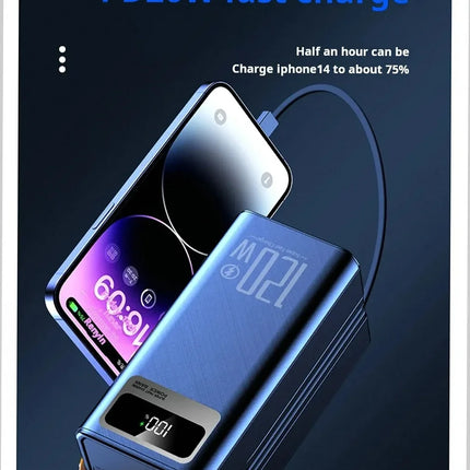120W 150000mAh Fast Charging Power Bank Large Capacity Outdoor Mobile Power Supply External Spare Battery for Outdoor Camping