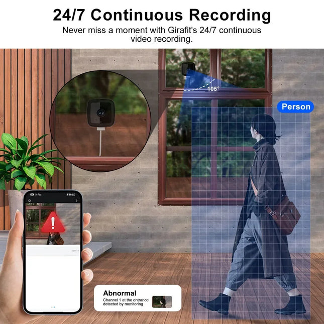 1080P WiFi Window Camera Full Color Night Vision Two-Way Audio Through Window Indoor Home Security Baby Monitor Camera