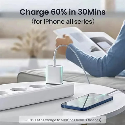 For iPhone 40W PD Phone Charger For iPhone 11 12 13 14 15 16 17 Pro Max 16 Plus 17 Air iPad Fast Charging Type C Cable Charger