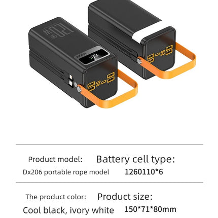 120W Fast Charging Power Bank 60000mAh High Capacity Portable Charger for Outdoor Camping Live Broadcast Emergency Power