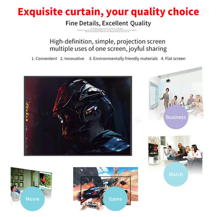 Simple Projector Curtain Home Set Theater Office 16:9 HD Display Projection Screen for Household Bedroom Accessories