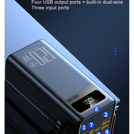 Portable Power Bank 30000mAh 60000mAh 120W Fast Charging Emergency Power Station with LED Charger for Home Camping And Phone