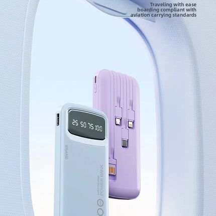 CCC Certified 10000mAh 20000mAh Power Bank Built in Type C Cable Ultra Thin Digital Display Portable External Battery Powerbank