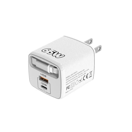 65W 3 In 1 Charger With Built-in Retractable Cable Fast Charging PD Charger With USB C Cable For IPhone
