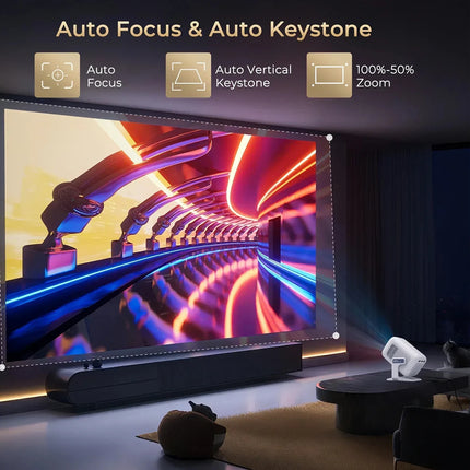 DITONG 4K Projector Android Native 1080P 600ANSI Portable Auto Focus Video Home Cinema Outdoor HD LED Projetor