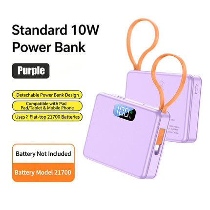 KEBIDU 10W PD 22.5W Fast Charge Power Bank Case 2x21700 Solderless DIY Battery Box USB Type C QC3.0 Shell With Charging Cable