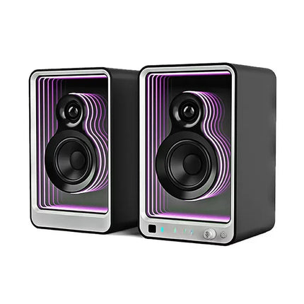 New 2.0 Wireless Bluetooth Speaker, Desktop HIFI Stereo Sound Speaker, Deep Abyss Mirror RGB Colorful Light Bookshelf Speaker fo