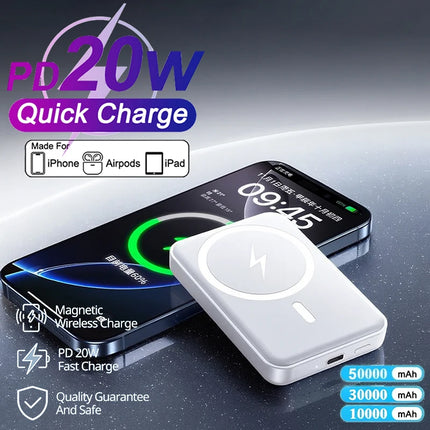 Lenovo Magnetic Power Bank 50000mAh Wireless Charger Super Fast Charging Magnetic External Battery For iPhone 17/16/15/14 New