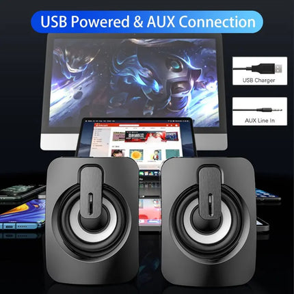 Computer Speakers HiFi Stereo Microphone Audio PC Speaker USB Wired Caixa De Som with LED Light for Desktop Computers PC Laptops
