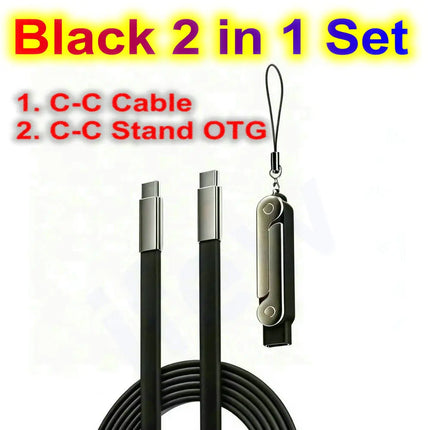 USB Type C Flat Charger Charging Cable C Kick Cable Stand Invisible Support Foldable Phone Holder 240W Charge Bracket For iPhone