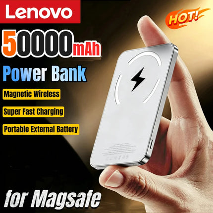 Lenovo Magnetic Power Bank 50000mAh Wireless Charger Super Fast Charging Magnetic External Battery For iPhone 17/16/15/14 New