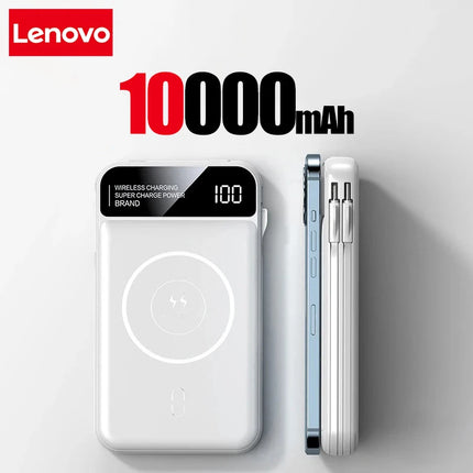 Lenovo Power Bank 50000mah Wireless Charging For Magsafe Magnetic Charging Built-in Wire Mobile Phone Battery For IPhone