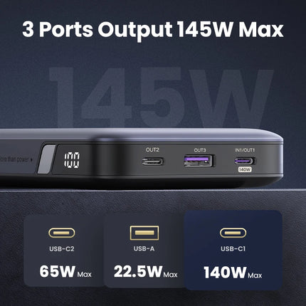 UGREEN PD 145W Fast Charging Power Bank 25000mAh Portable PowerBank for Macbook Pro iPhone Xiaomi Notebook Computer 100W