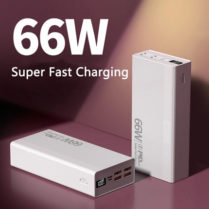 66W Power Bank 30000 mAh Poverbank  PD22.5W Fast Charge Portable Mobile Powerbank Four USB Charger Bateria for All Smartphones