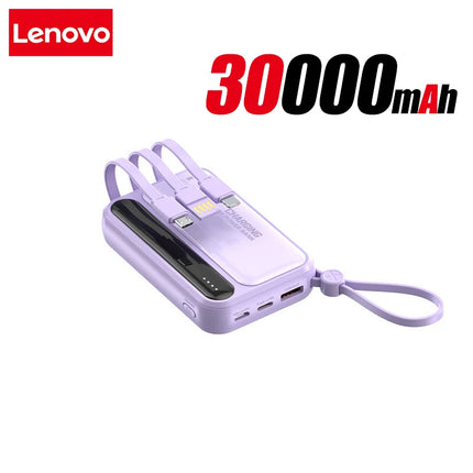 Lenovo 120W 500000mAh Power Bank Large Capacity 4 In1 Cables Intelligent Digital Display Light Portable Powerbank For iPhone New