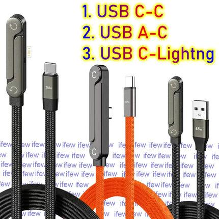 USB Type C Flat Charger Charging Cable C Kick Cable Stand Invisible Support Foldable Phone Holder 240W Charge Bracket For iPhone