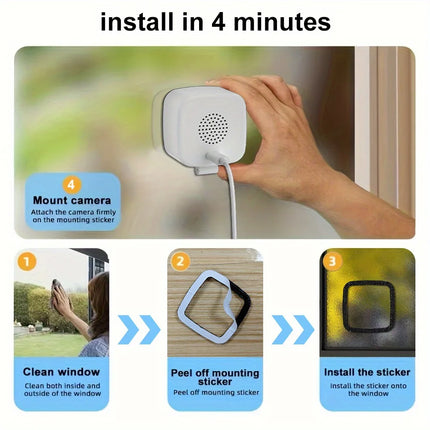 1080P WiFi Window Camera Full Color Night Vision Two-Way Audio Through Window Indoor Home Security Baby Monitor Camera