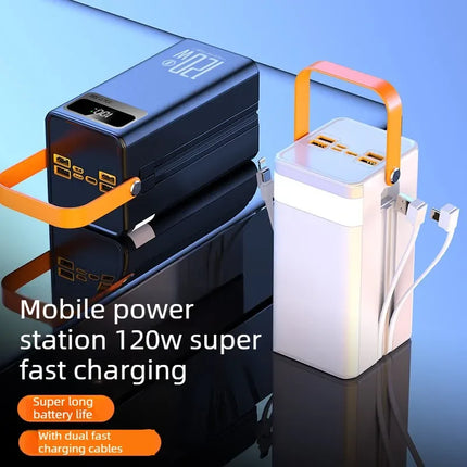 120W Fast Charging Power Bank 60000mAh High Capacity Portable Charger for Outdoor Camping Live Broadcast Emergency Power