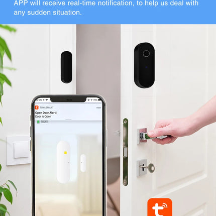 Tuya Smart Zigbee Door Sensor Door Window Open Close Detector Black Smart Home Security System Work With Gateway Smart Life APP