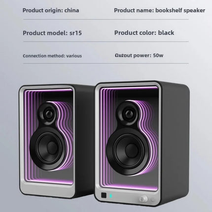 New 2.0 Wireless Bluetooth Speaker, Desktop HIFI Stereo Sound Speaker, Deep Abyss Mirror RGB Colorful Light Bookshelf Speaker fo