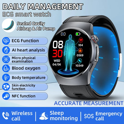 2026 New Accurate Diagnosis ECG Smart Watch Body Fat Blood oxygen BP Health Sport HD AMOLED Screen BT Call Smart watch Men Women