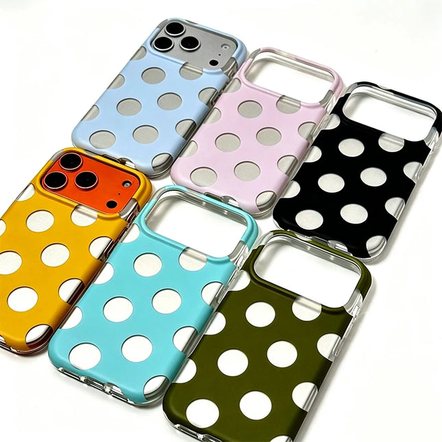 Love Polka Dot Phone Cases For iPhone 15 16 17 Pro Max Case 13 14 Pro Hard IMD TPU Shockproof Fashionable Cover Case