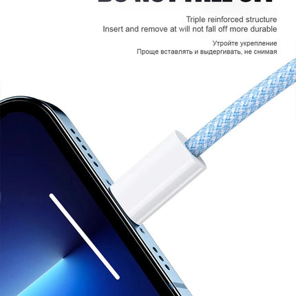 Braided 35W Fast Charge PD Cable For iPhone 13 14 Pro Max 11 12 mini X XR XS Max 7 8 Plus Quick Charging USB-C Data Cables 1m 2m
