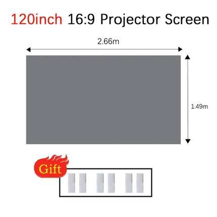 Projectors Screen Fabric Projector Cloth Anti-light 60 72 84 100 120 150inch  Home Outdoor Office Simple Curtain Accessories