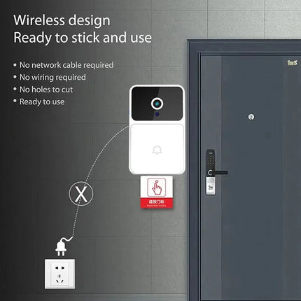 Wireless WiFi Video Doorbell for Home Security - HD Camera, Night Vision, Two-Way Intercom & Voice Change Feature