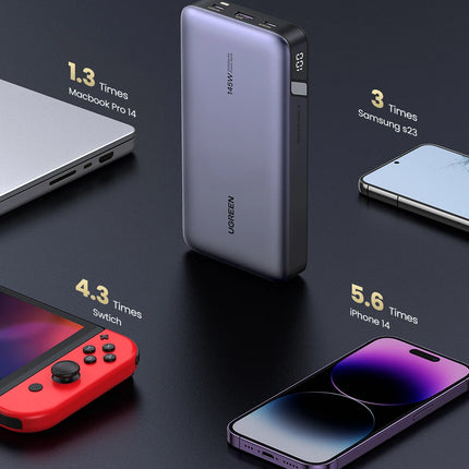 UGREEN PD 145W Fast Charging Power Bank 25000mAh Portable PowerBank for Macbook Pro iPhone Xiaomi Notebook Computer 100W
