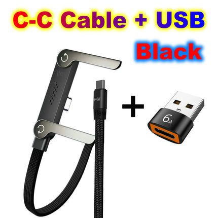 USB Type C Flat Charger Charging Cable C Kick Cable Stand Invisible Support Foldable Phone Holder 240W Charge Bracket For iPhone