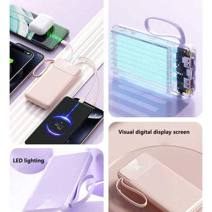 50000mAh 4in1 Power Bank With Built-in Cable Large-capacity Compact And Portable Power Bank for Xiaomi iPhone 17Promax Huawei