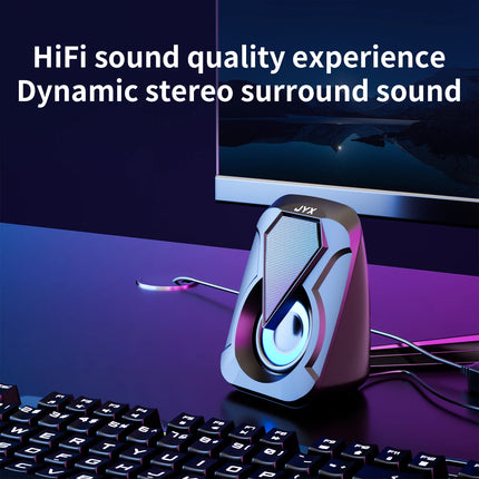USB Computer Speaker System with USB Subwoofer Mode, USB Low-Frequency Bass, USB Audio Output, and USB Operation—Compatible with Smartphones, Tablets, Laptops, and Game Consoles—Plug-And-Play Setup, Suitable for Pc and Si