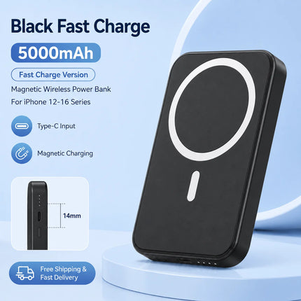 Magnetic Wireless Power Bank 5000mAh 10000mAh Portable Charger For iPhone 12 13 14 15 16 Series Magnetic Wireless Phones