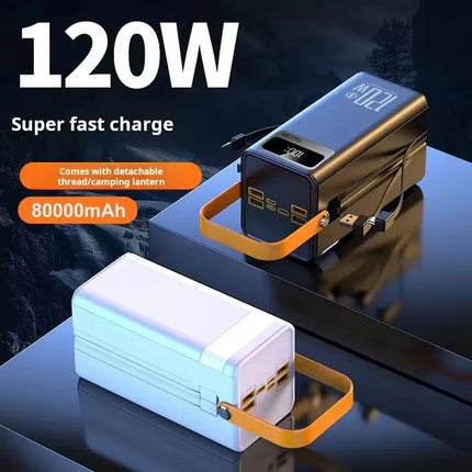 120W 150000mAh Fast Charging Power Bank Large Capacity Outdoor Mobile Power Supply External Spare Battery for Outdoor Camping