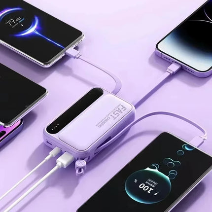 Lenovo Large Capacity 500000mAh Portable Power Bank Built In 4 Cables Fast Charging Battery For All Phones