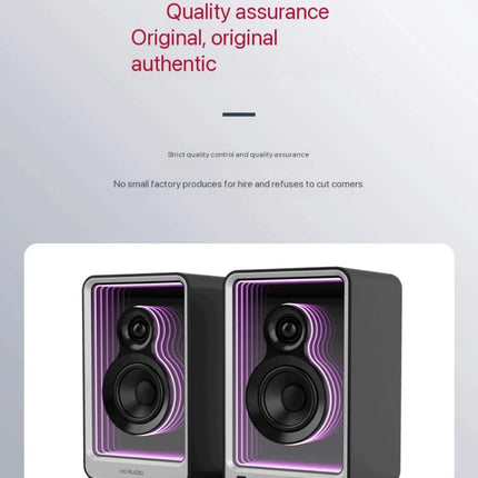 New 2.0 Wireless Bluetooth Speaker, Desktop HIFI Stereo Sound Speaker, Deep Abyss Mirror RGB Colorful Light Bookshelf Speaker fo