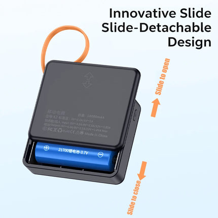 KEBIDU 10W PD 22.5W Fast Charge Power Bank Case 2x21700 Solderless DIY Battery Box USB Type C QC3.0 Shell With Charging Cable