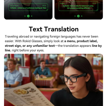 Rokid Glasses Smart AI Glasses Dual-eye Display 12MP Camera 89 Languages Live Translation Hi-Fi Open-ear Audio