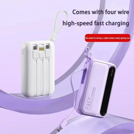 Lenovo 120W Large Capacity 500000mAh Power Bank 4-in-1 Cables Intelligent Digital Display Portable  Powerbank for iPhone New
