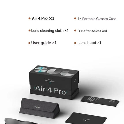 Rayneo Air 4 Pro 3G Voice-Controlled AR Glasses - Waterproof IPX-5, 4K Camera, Hands-Free Navigation, Lightweight, Headset