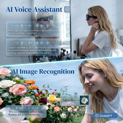 2026 New 3600mAh Battery AI Glasses Men 800W 4k Camera 32G Memory Photos&Video 160+Translation ChatGPT Music Smart Glasses Women