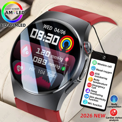 2026 New Accurate Diagnosis ECG Smart Watch Body Fat Blood oxygen BP Health Sport HD AMOLED Screen BT Call Smart watch Men Women