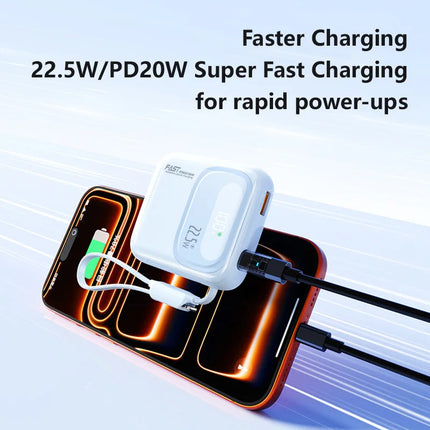 Lenovo Mini Power Bank 50000mAh With Built-in 22.5W Super Fast Charging Portable Power Bank Screen Displaying Battery Level