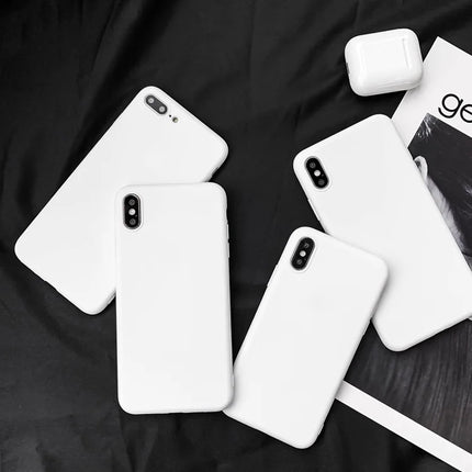 Porcelain White Matte Phone Case For iphone 12 11 Pro XS Max XR X 8 7 6S 6 Plus SE 2020 Silicone Cases Solid Color Soft Cover