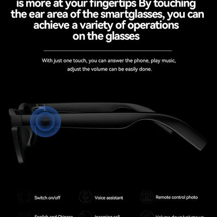 AI Smart Glasses Remote Control Touch Photo Camera Recording Translator Voice Assistant Music Wireless Bluetooth Sunglasses