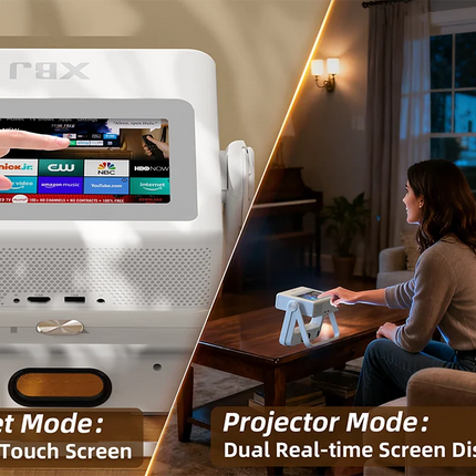 XBJ Smart Touch Screen Portable Projector Support 4K Wifi 6 Bluetooth Auto Focus Compatible with phone/ TVStick/pc/IndoorOutdoor
