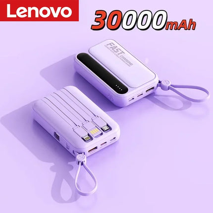 Lenovo 120W Large Capacity 500000mAh Power Bank 4-in-1 Cables Intelligent Digital Display Portable  Powerbank for iPhone New