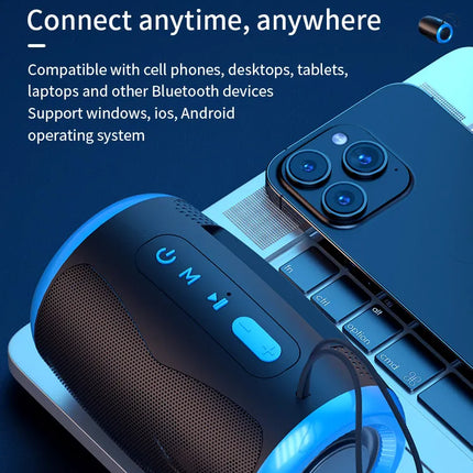 TSN-1 Portable Speaker Wireless Bluetooth Speakers with 5.3 Stereo FM/SD/USB Disk/Aux Modes Waterproof for Outdoor Hifi Sound