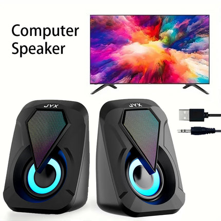 USB Computer Speaker System with USB Subwoofer Mode, USB Low-Frequency Bass, USB Audio Output, and USB Operation—Compatible with Smartphones, Tablets, Laptops, and Game Consoles—Plug-And-Play Setup, Suitable for Pc and Si